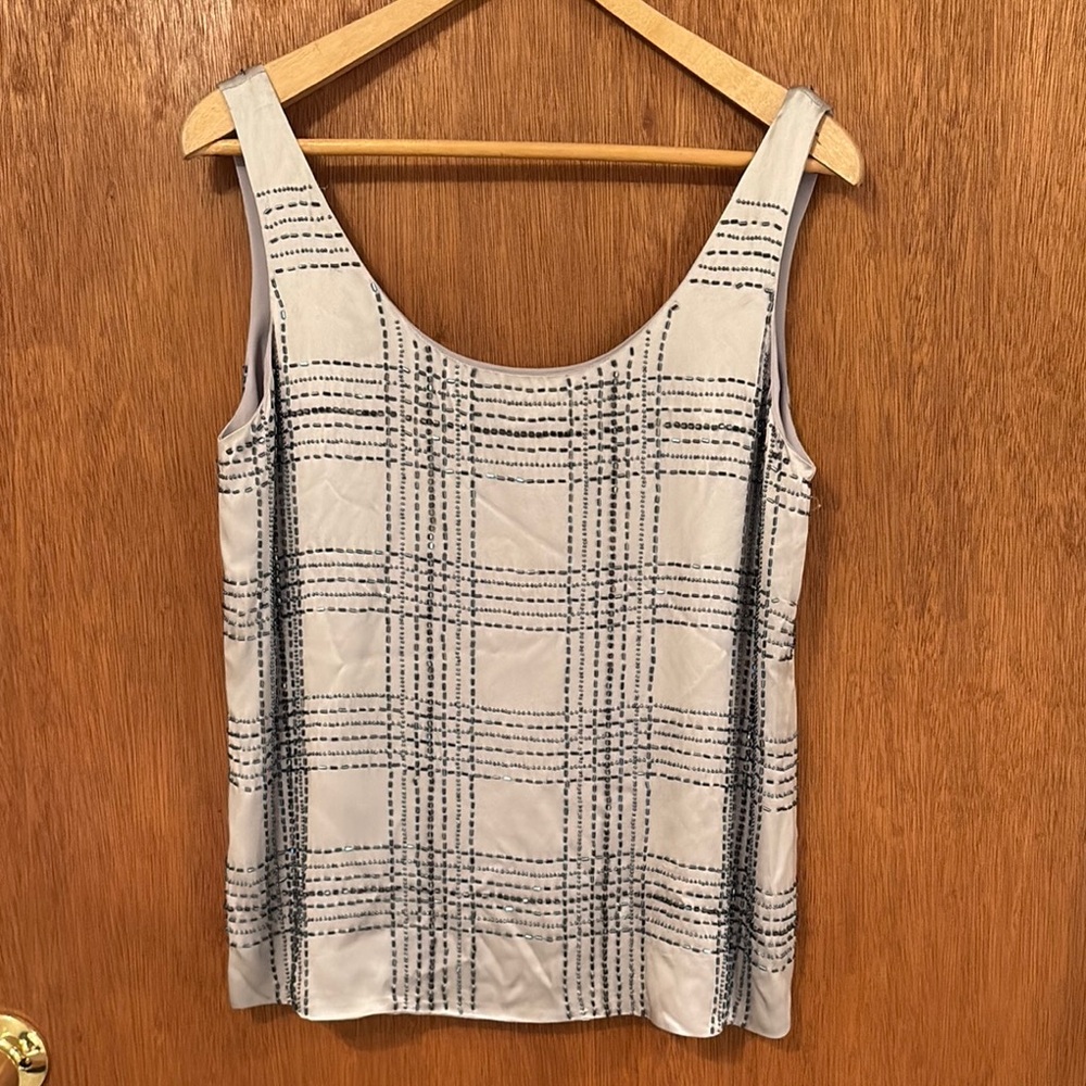 Dana Buchman Gray and White Tank Top